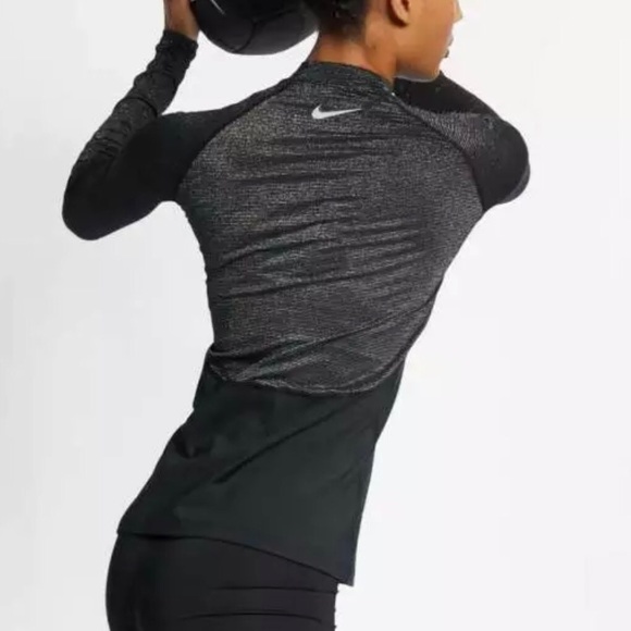 Nike Pro Warm Black Long Sleeve Drifit Running Top - Picture 2 of 11